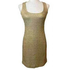 Ralph Lauren Collection Purple Label Mini Dress Cocktail Gold Linen Silk Tweed 2